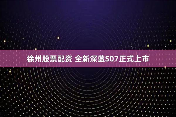 徐州股票配资 全新深蓝S07正式上市