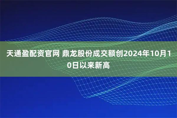 天通盈配资官网 鼎龙股份成交额创2024年10月10日以来新高